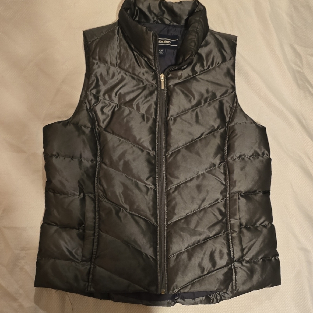 Lands' End Women's Charcoal Puffer Vest Large/Tall.